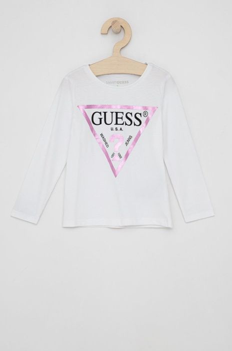 Дитячий лонгслів Guess колір білий (1541142) Дитячий лонгслів Guess колір білий (1541142)