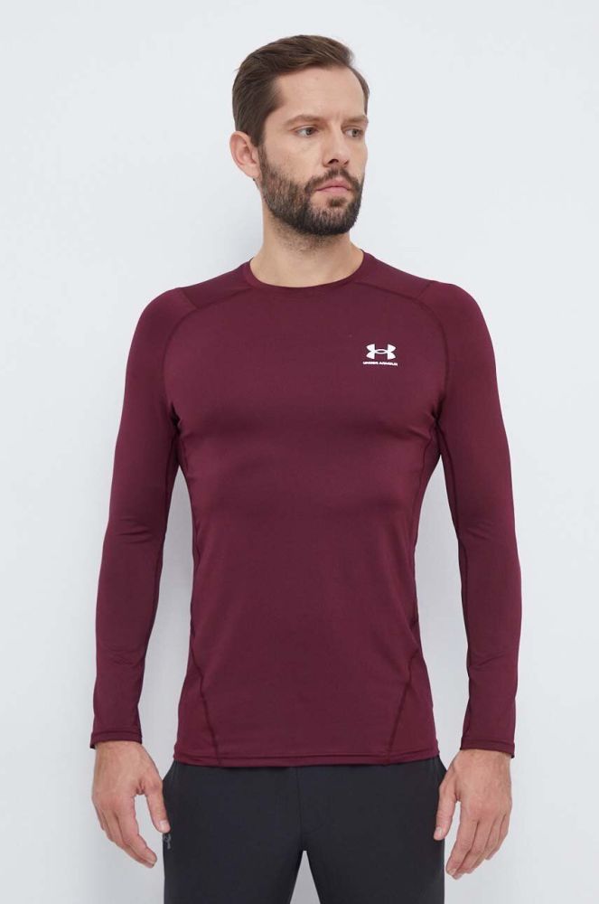 Лонгслів для тренувань Under Armour колір бордовий однотонний (3600042)