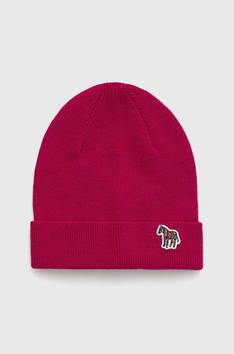 Шапка Paul Smith колір рожевий з тонкого трикотажу вовна