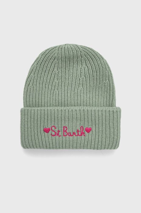 Шапка з домішкою кашеміру MC2 Saint Barth колір зелений з тонкого трикотажу вовна