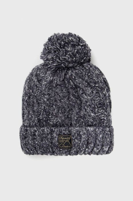 Шапка з домішкою вовни Superdry колір синій з товстого трикотажу (2122122)