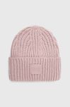 Шапка з домішкою вовни UGG колір рожевий з товстого трикотажу Шапка з домішкою вовни UGG колір рожевий з товстого трикотажу