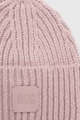 Шапка з домішкою вовни UGG колір рожевий з товстого трикотажу