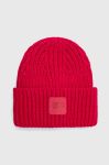 Шапка з домішкою вовни UGG колір рожевий з товстого трикотажу 20061-WAST Шапка з домішкою вовни UGG колір рожевий з товстого трикотажу 20061-WAST