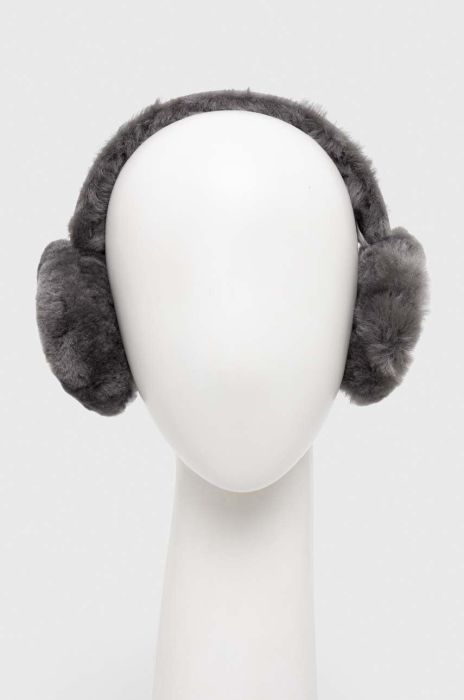 Теплі навушники з інтегрованими електронними навушниками UGG колір сірий з товстого трикотажу вовна