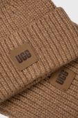 Шапка та шарф з домішкою вовни UGG колір коричневий