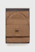 Шапка та шарф з домішкою вовни UGG колір коричневий