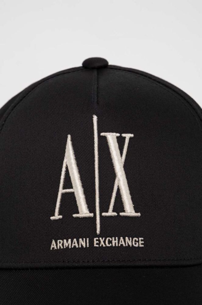 Бавовняна бейсболка Armani Exchange колір чорний з аплікацією (3406733) фото 2