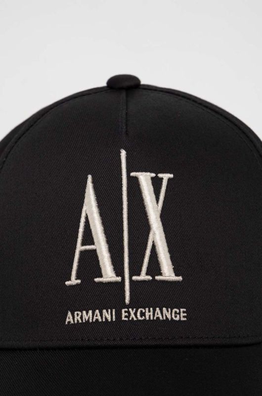 Бавовняна бейсболка Armani Exchange колір чорний з аплікацією (3406733) фото 2