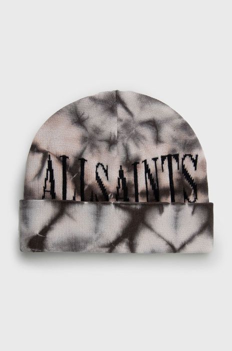 Шапка з домішкою вовни AllSaints колір чорний з тонкого трикотажу