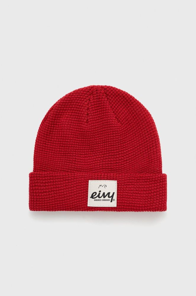 Вовняна шапка Eivy колір червоний з тонкого трикотажу вовна