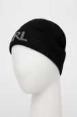 Шапка Karl Lagerfeld колір чорний з тонкого трикотажу