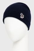 Шапка PS Paul Smith колір синій з тонкого трикотажу вовна