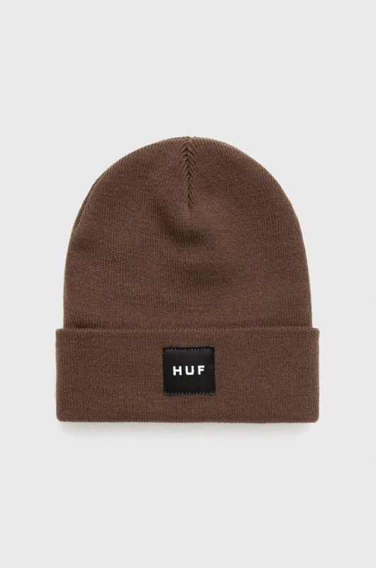 Шапка HUF колір коричневий з тонкого трикотажу