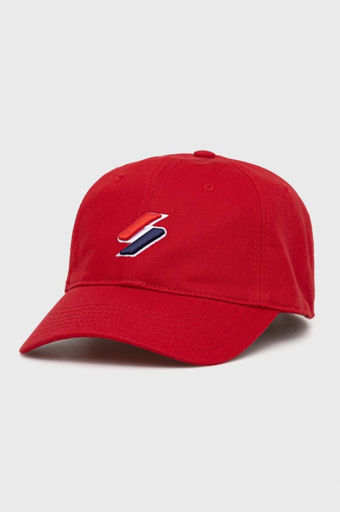 Бавовняна кепка Superdry колір червоний однотонна