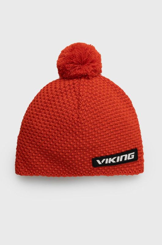 Шапка з помпоном з вовною Viking колір червоний