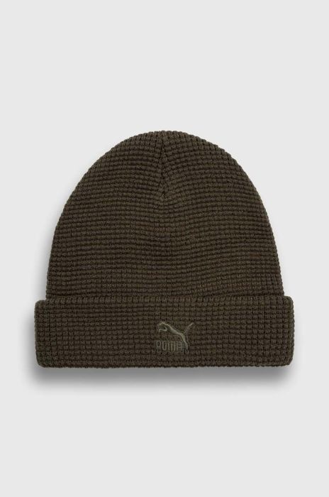 Шапка Puma колір зелений з тонкого трикотажу