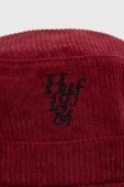 Вельветовий капелюх HUF колір бордовий