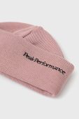 Вовняна шапка Peak Performance колір рожевий з тонкого трикотажу вовна