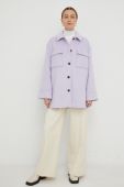 Вовняне пальто Samsoe Samsoe колір фіолетовий перехідна