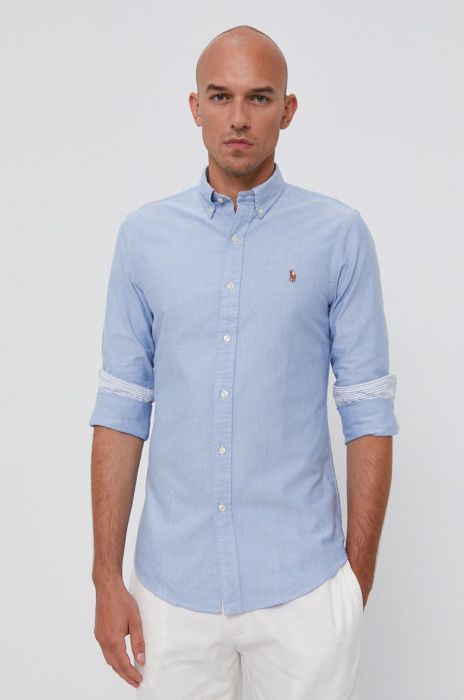 Сорочка Polo Ralph Lauren чоловіча slim комір button-down колір блакитний (1538152)