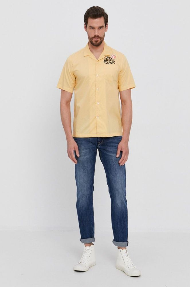 Бавовняна сорочка Pepe Jeans чоловіча колір жовтий regular фото 3
