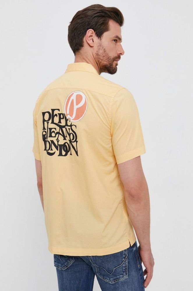 Бавовняна сорочка Pepe Jeans чоловіча колір жовтий regular фото 6