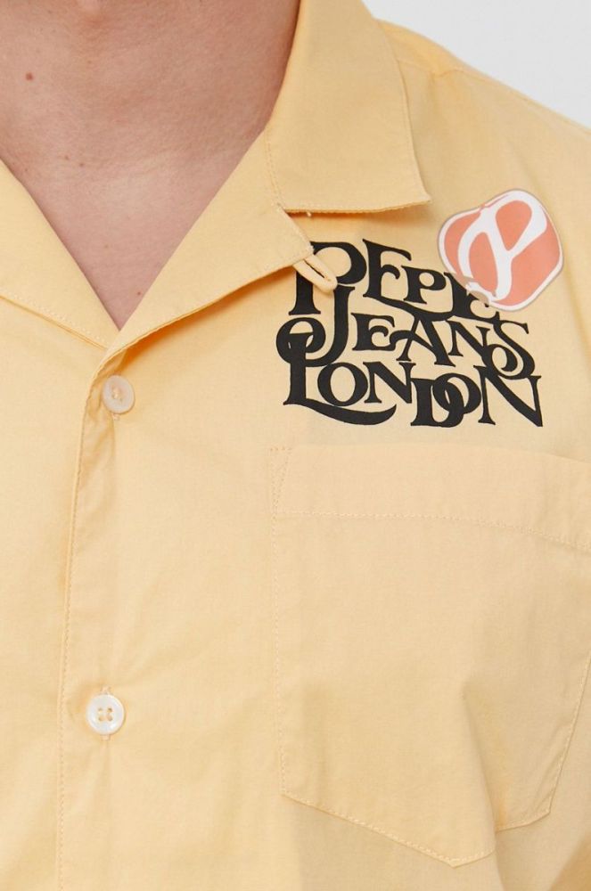 Бавовняна сорочка Pepe Jeans чоловіча колір жовтий regular фото 7