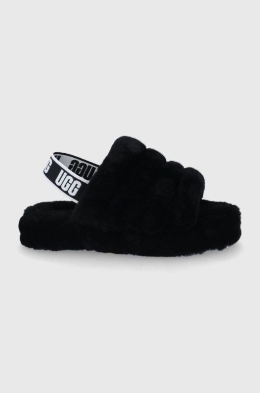 Вовняні дитячі тапочки UGG колір чорний