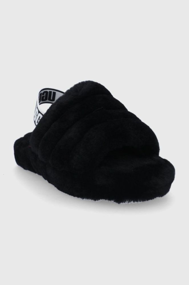 Вовняні дитячі тапочки UGG колір чорний фото 2