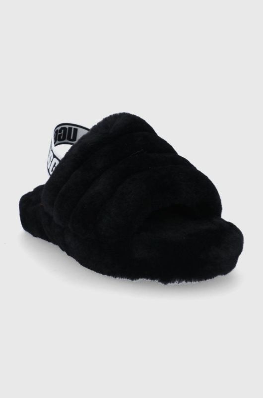 Вовняні дитячі тапочки UGG колір чорний фото 2