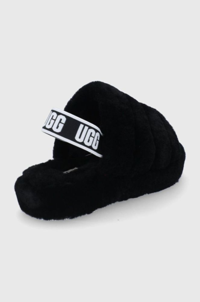 Вовняні дитячі тапочки UGG колір чорний фото 3
