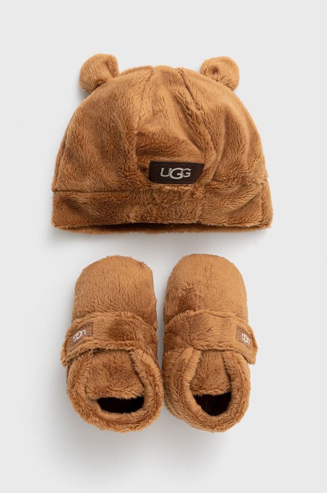 Дитячий набір - тапочки і шапка UGG колір коричневий