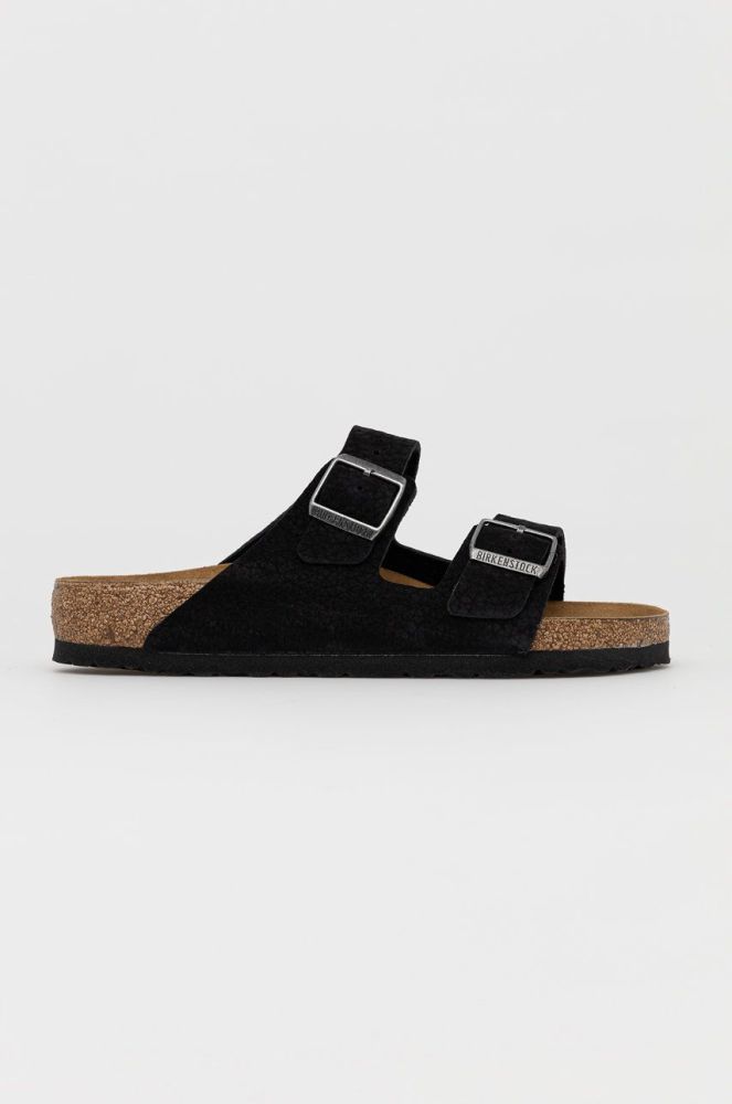 Шкіряні шльопанці Birkenstock Arizona чоловічі колір чорний Regular Width 1020735.BLACK-BLACK