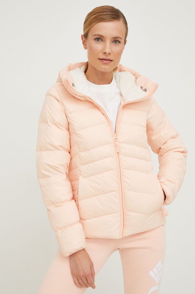 Пухова куртка Columbia жіноча колір рожевий зимова 1909232-010