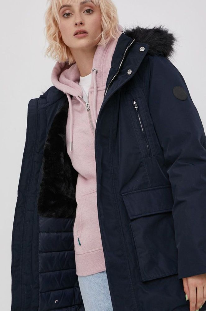 Пухова куртка Superdry жіноча колір синій зимова фото 6