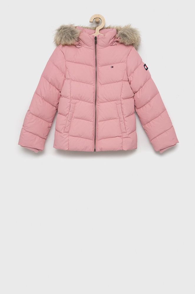Дитяча пухова куртка Tommy Hilfiger колір рожевий (1673819)