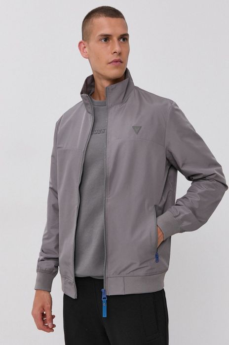 Куртка-бомбер Guess чоловіча колір сірий перехідна