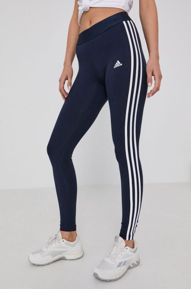 Легінси adidas жіночі колір синій гладкі фото 2