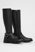 Шкіряні чоботи Hugo жіночі колір чорний на плоскому ходу