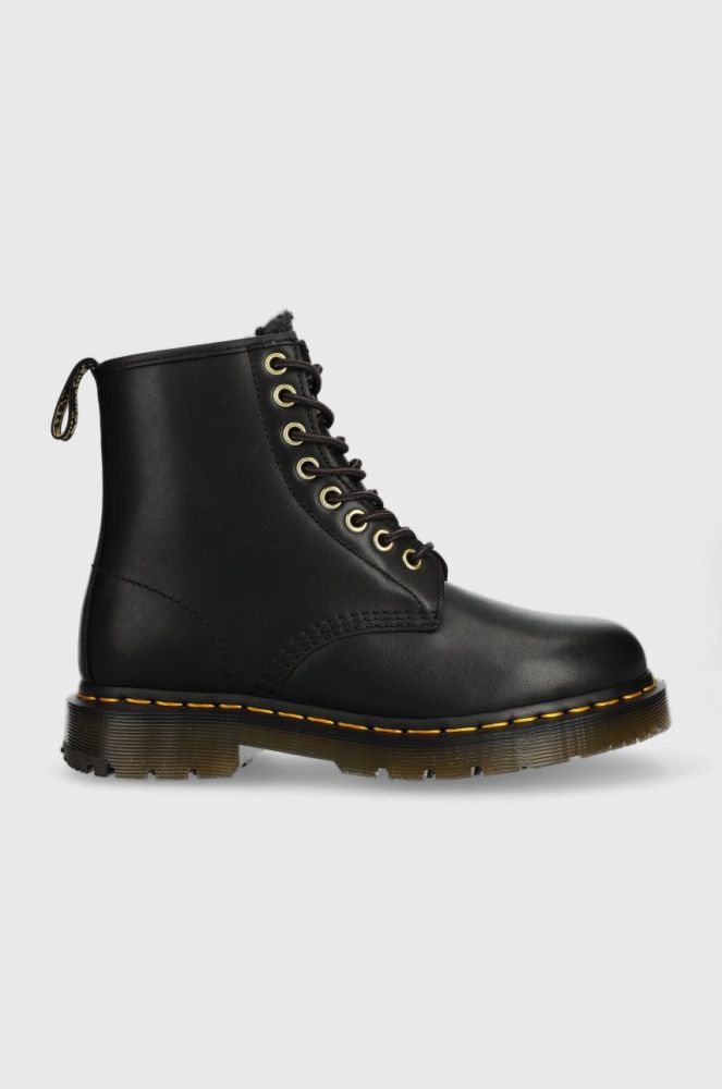 Шкіряні черевики Dr. Martens 1460 жіночі колір чорний на плоскому ходу утеплене