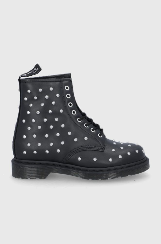 Шкіряні черевики Dr. Martens 1460 Stud жіночі колір чорний на плоскому ходу