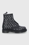Шкіряні черевики Dr. Martens 1460 Stud жіночі колір чорний на плоскому ходу Шкіряні черевики Dr. Martens 1460 Stud жіночі колір чорний на плоскому ходу