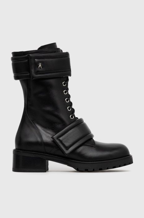 Шкіряні черевики Patrizia Pepe жіночі колір чорний на плоскому ходу (1584039)