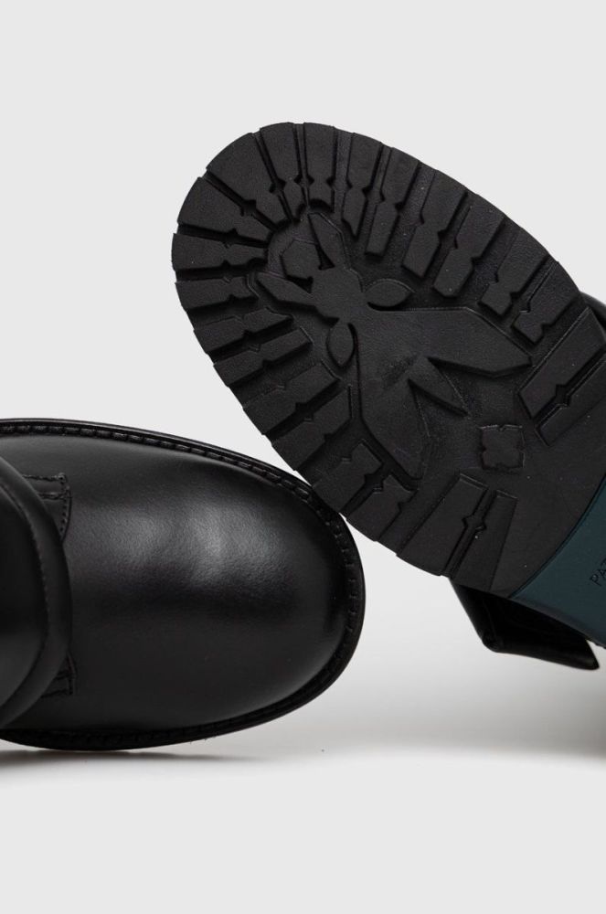 Шкіряні черевики Patrizia Pepe жіночі колір чорний на плоскому ходу (1584039) фото 4
