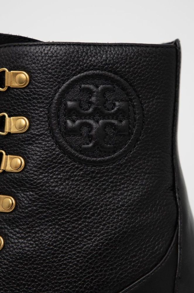 Шкіряні черевики Tory Burch жіночі колір чорний каблук блок (1632391) фото 5