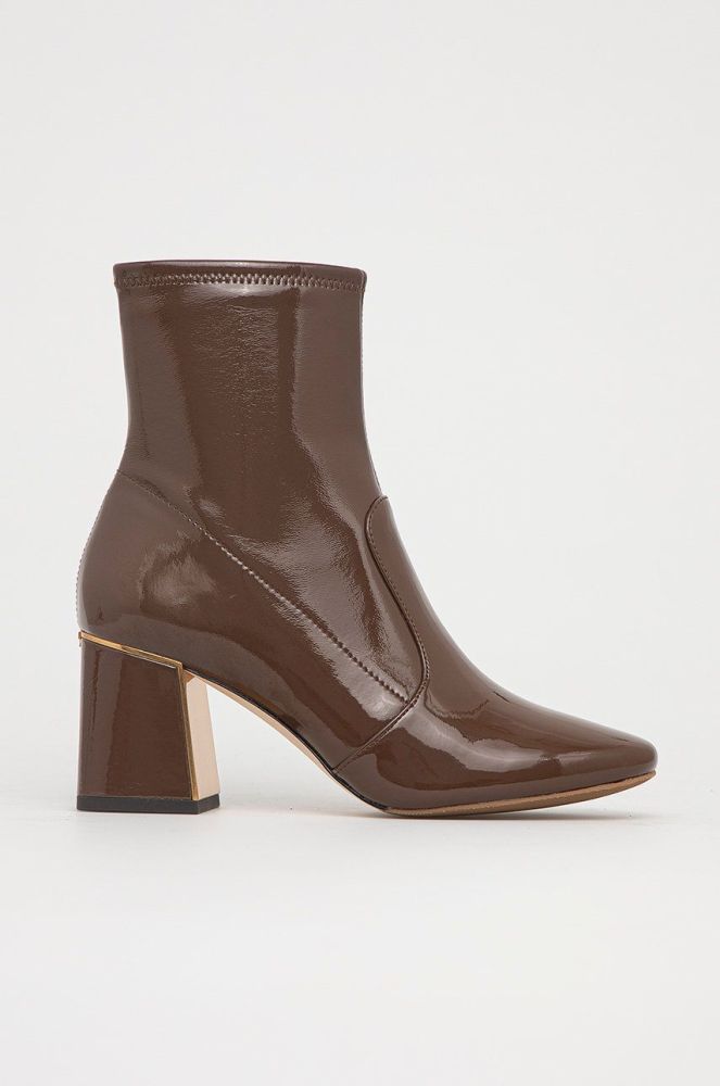 Шкіряні черевики Tory Burch жіночі колір коричневий каблук блок