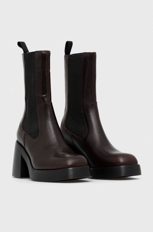 Шкіряні черевики Vagabond Shoemakers жіночі колір коричневий каблук блок фото 2