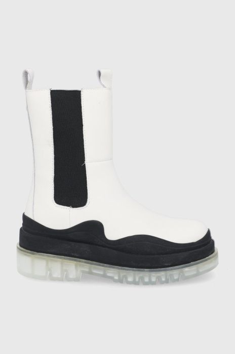 Шкіряні черевики Steve Madden жіночі колір кремовий на платформі Шкіряні черевики Steve Madden жіночі колір кремовий на платформі