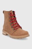 Замшеві черевики Sorel Lennox Lace WP жіночі колір коричневий на плоскому ходу злегка утеплена Замшеві черевики Sorel Lennox Lace WP жіночі колір коричневий на плоскому ходу злегка утеплена